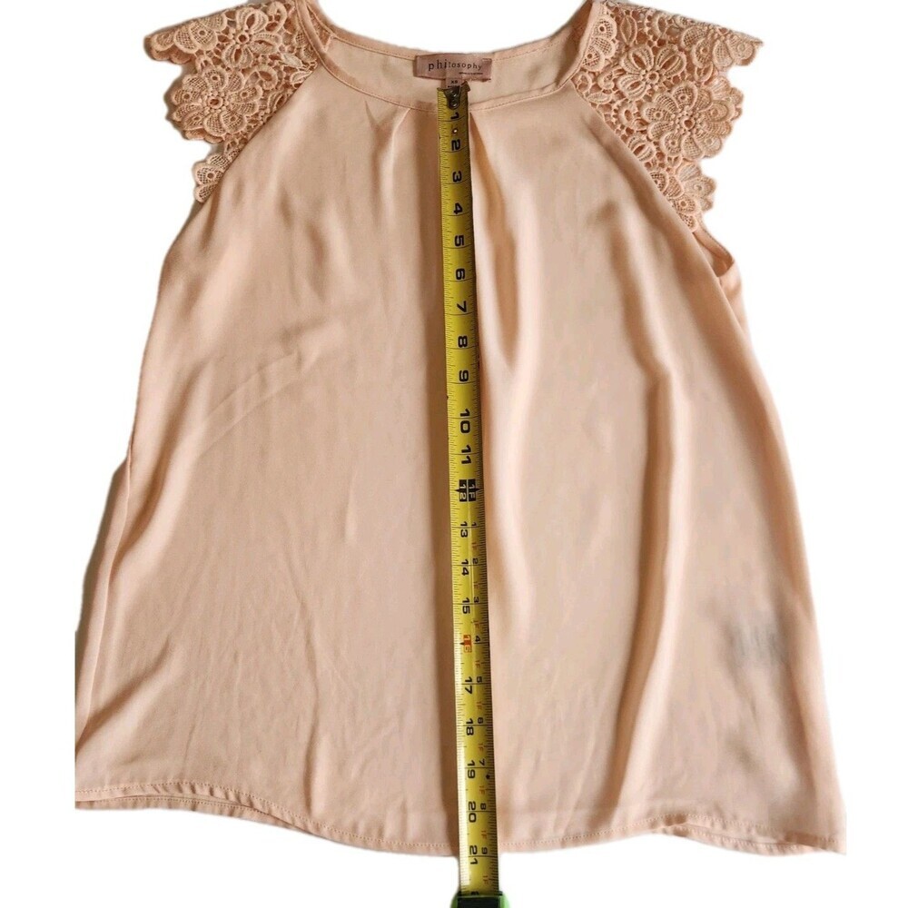 Philosophy Romantic Pink Shirt Short Flutter Sleeve Scoop Neck Size X-Small - Picture 2 of 8